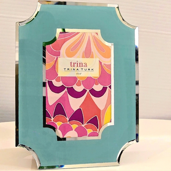 Trina Turk Home 4" × 6" Mirror Outlined & Ocean Breeze Turqouise Picture Frame - Picture 1 of 4